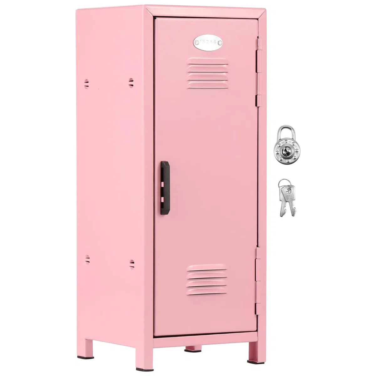 Mini armoire de rangement portable avec serrure et clé en métal inoxydable - Casier pratique avec compartiments pour bureau - Pour filles et garçons (rose)