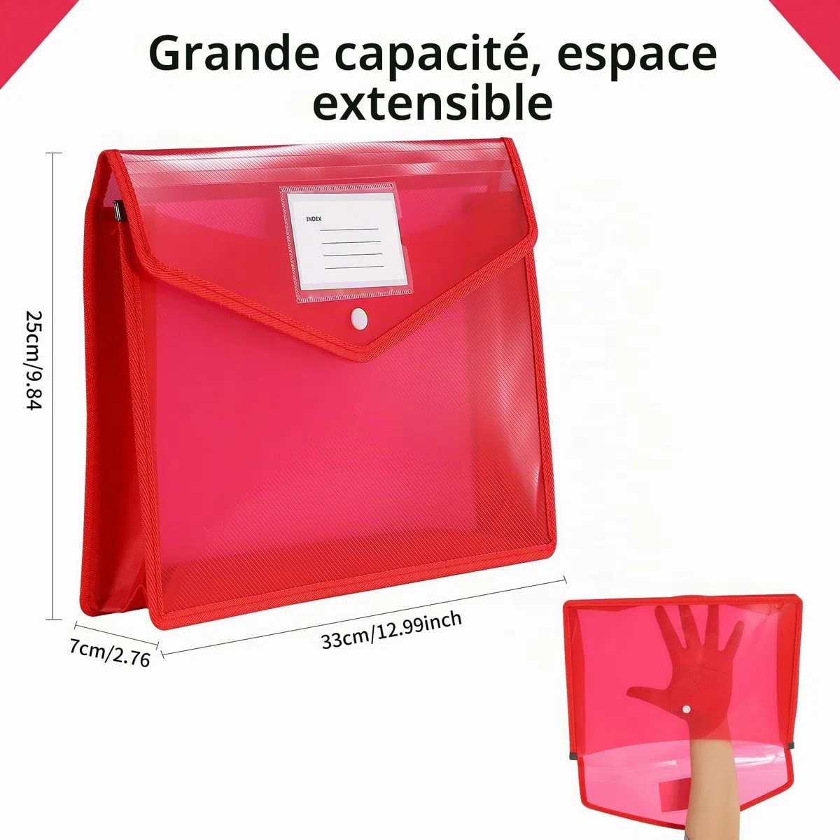 Ensemble de 6 chemises et pochette document plastique A4 : Extensibles, imperméables, transparentes. Idéales pour organisation, poche étiquette. Parfaites pour documents, classeurs, bureau.