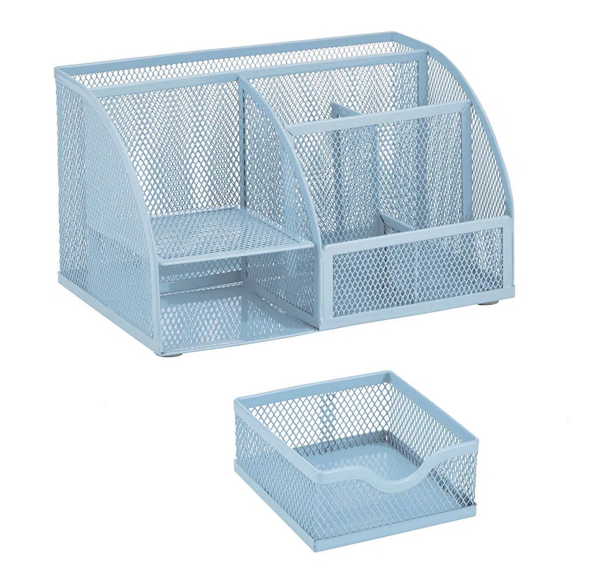Annova Organiseur de bureau en maille avec 7 compartiments + tiroir/rangement de bureau pour bonbons, stylos, organiseur multifonction (nouveau bleu 23)