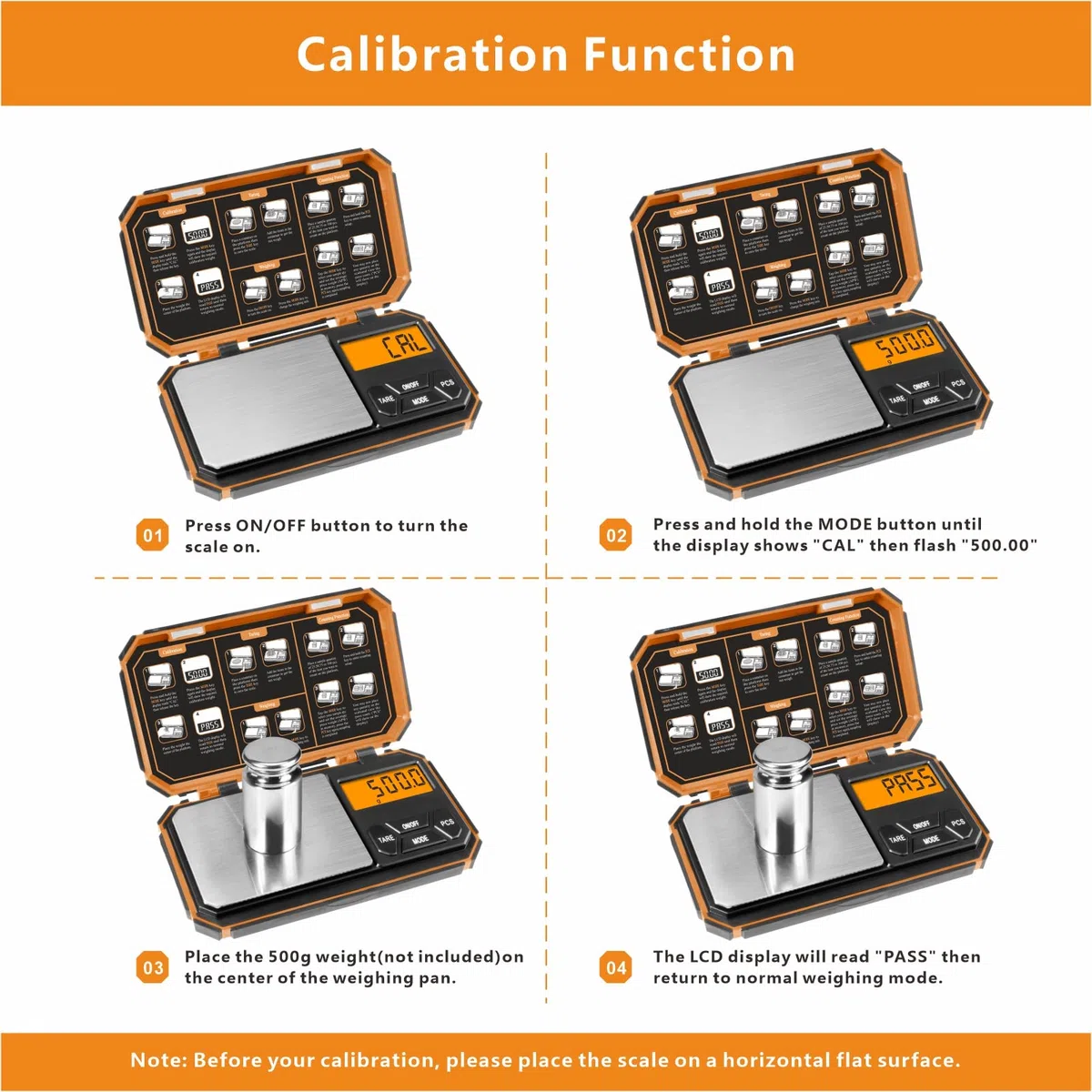 Balance de Précision 1000g/0,1g - Portable Balance de Poche Numérique pour Bijoux, Herbes et Poudre de Cuisine - Voyage (pile incluse) - Orange