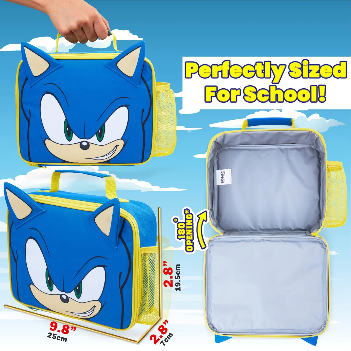 Sonic The Hedgehog Lunch Box Isotherme Enfant, Boite à Gouter Sonic, Sac Dejeuner Gouter Pique Nique (Bleu/Jaune)