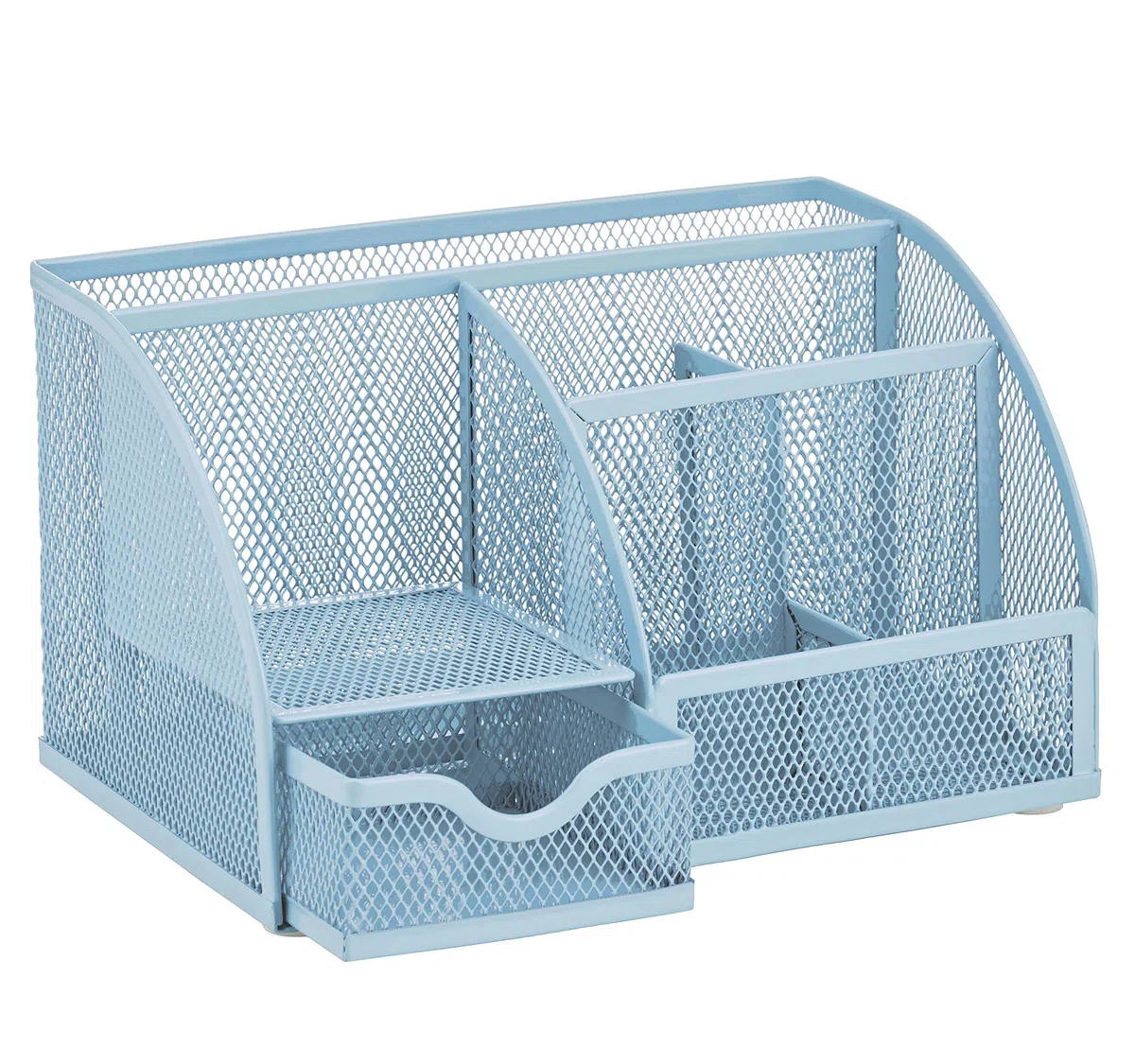 Annova Organiseur de bureau en maille avec 7 compartiments + tiroir/rangement de bureau pour bonbons, stylos, organiseur multifonction (nouveau bleu 23)