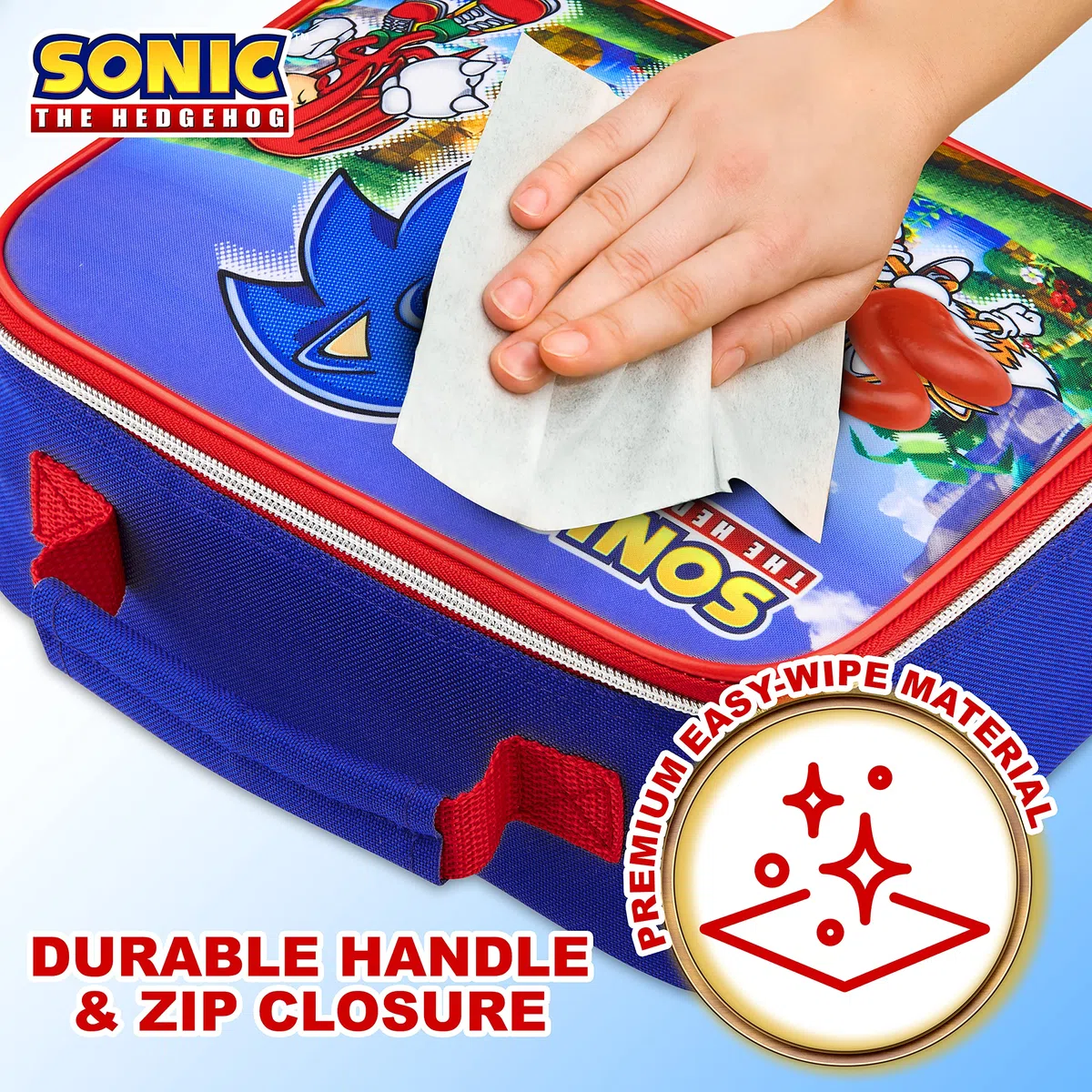 Sonic The Hedgehog Lunch Box Isotherme Enfant, Boite à Gouter Sonic, Sac Dejeuner Gouter Pique Nique (Bleu/Rouge)