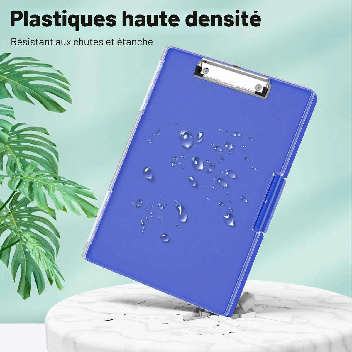 Piasoenc Porte-blocs avec rangement 21,6 x 27,9 cm, 2 étuis et dossier A4, panneau transparent effaçable, plastique robuste, folio, ouverture latérale