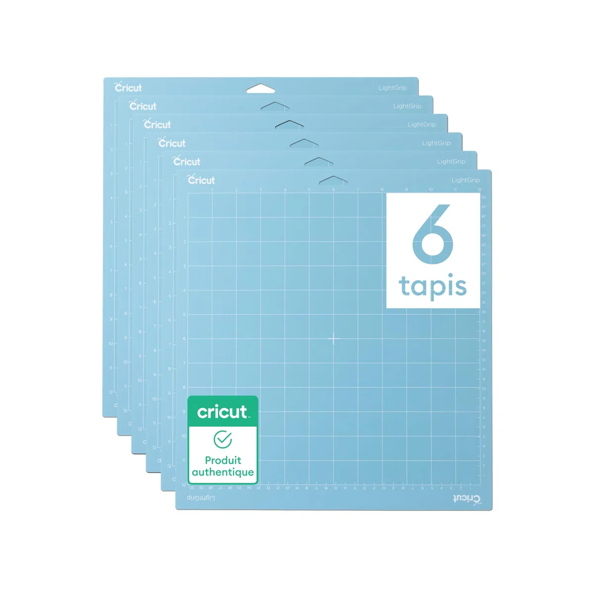 Cricut LightGrip Lot de 6 tapis pour machines Explore & Maker - Idéal pour le papier standard, le papier cartonné léger et plus encore, 30,5 x 30,5 cm, Bleu Clair