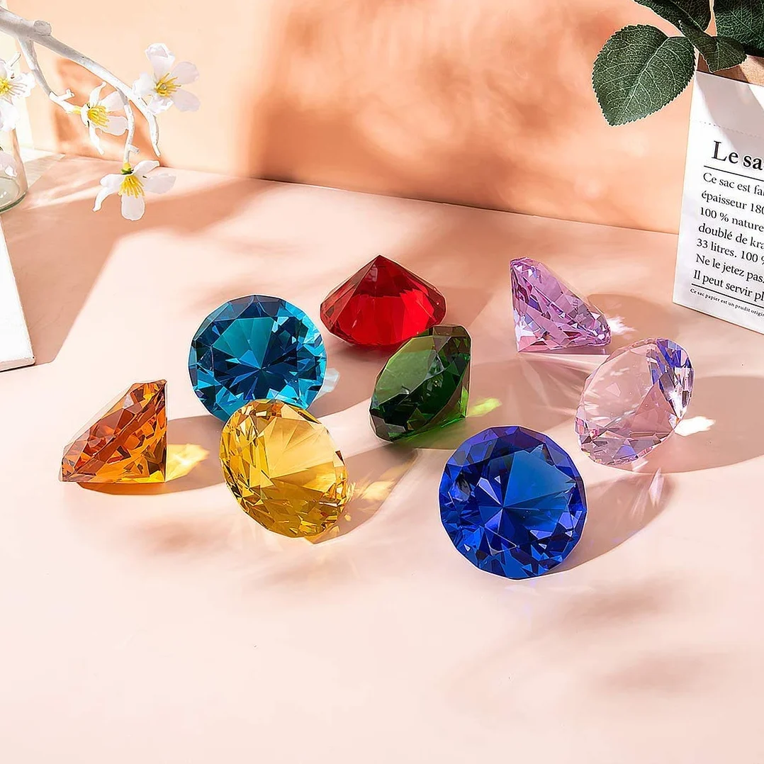 LONGWIN - Diamants de Cristal décoratifs Presse-Papier, 80 mm de Large, Couleur Unie, Claire