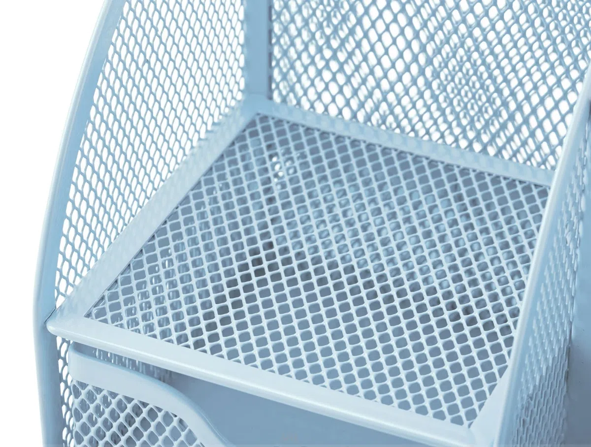 Annova Organiseur de bureau en maille avec 7 compartiments + tiroir/rangement de bureau pour bonbons, stylos, organiseur multifonction (nouveau bleu 23)