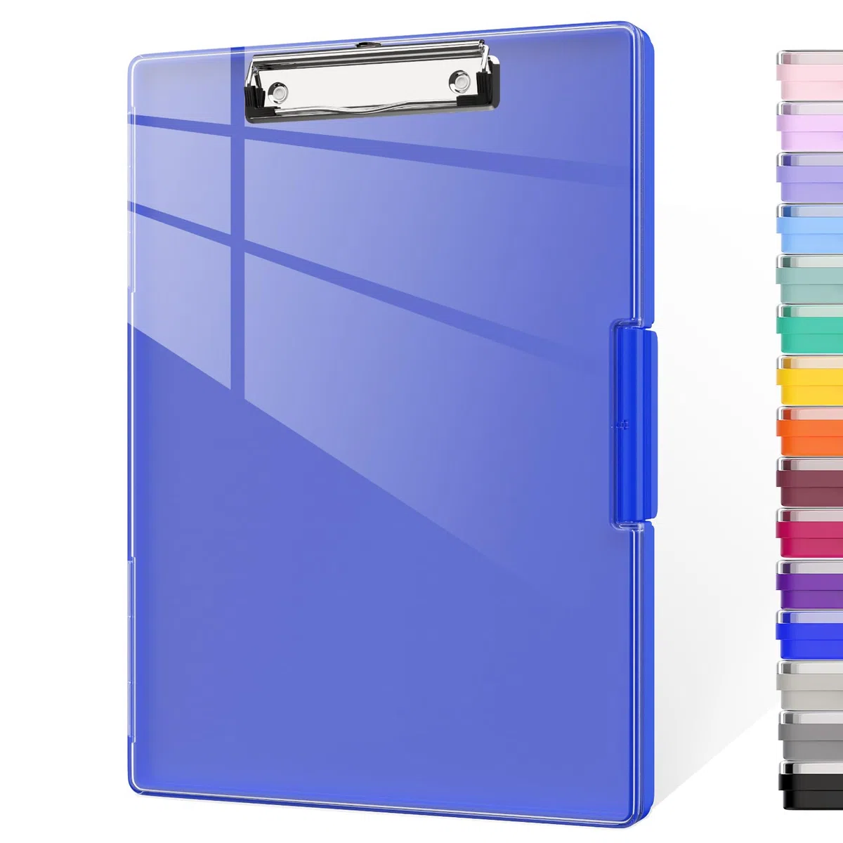 Piasoenc Porte-blocs avec rangement 21,6 x 27,9 cm, 2 étuis et dossier A4, panneau transparent effaçable, plastique robuste, folio, ouverture latérale